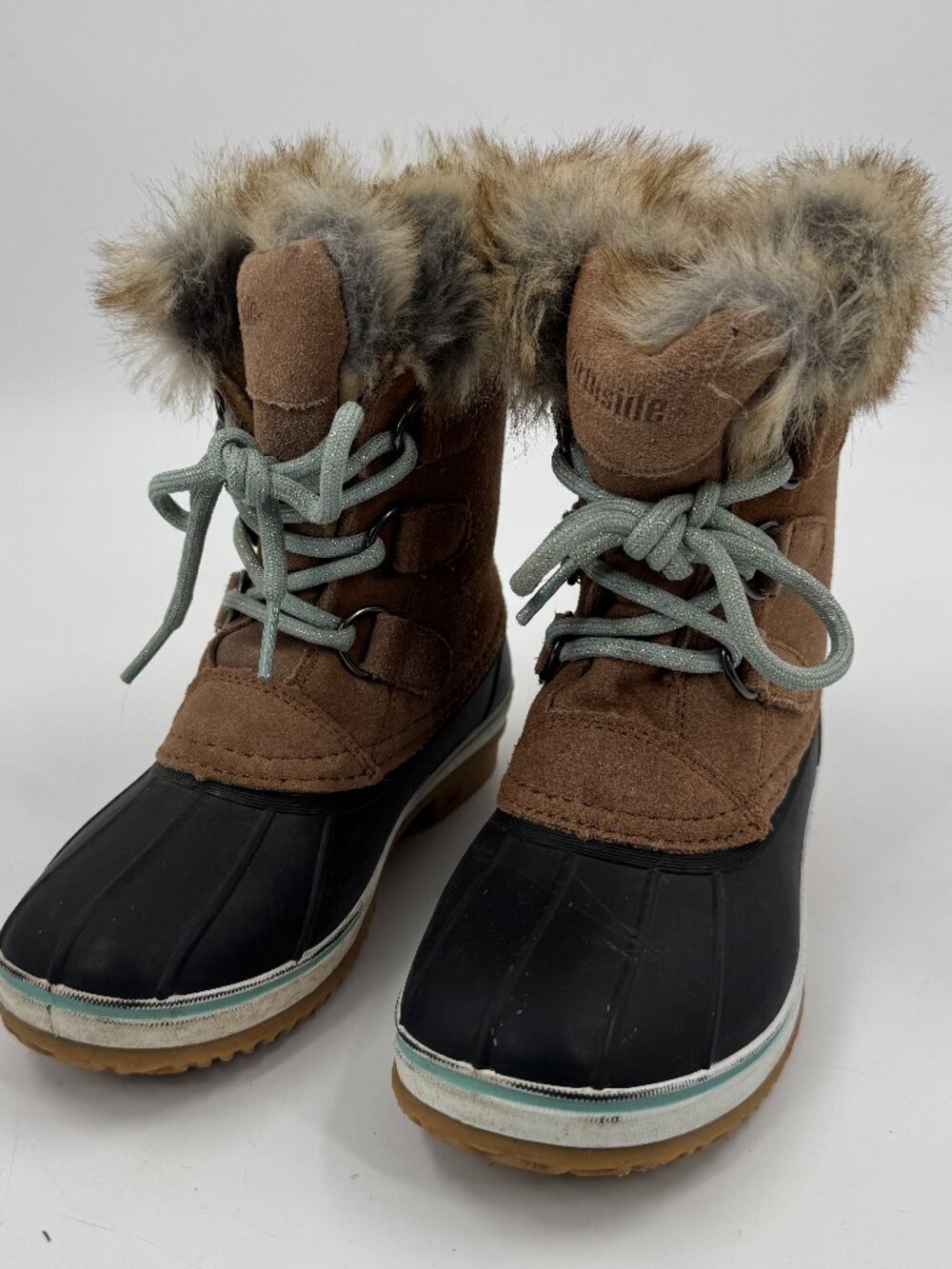 Northside Winter‎ Duck Boots Kids Size 13 Brown Black Waterproof Faux Fur Suede